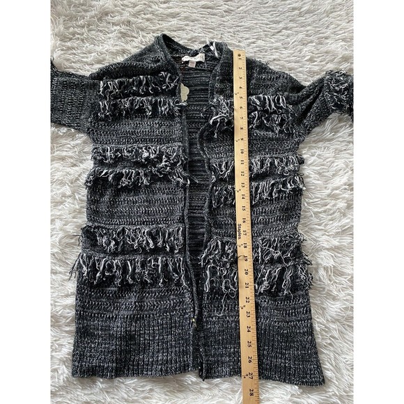 Knox Rose Open Front Cardigan Fringe Boho Festival Size XS NWT Black Marled - Picture 11 of 13